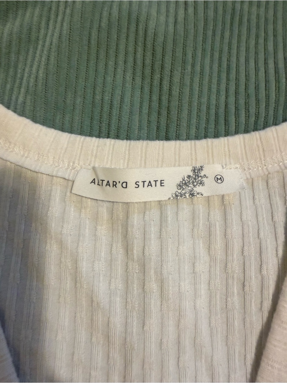 Altar'd State Cream Ribbed Button-Front Tank - Picture 3 of 4